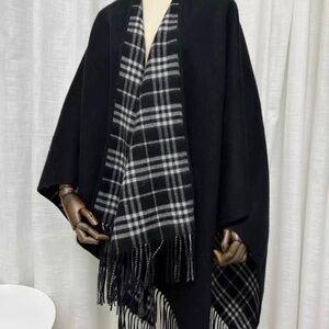 Burberry Black Cape with White Check Pattern